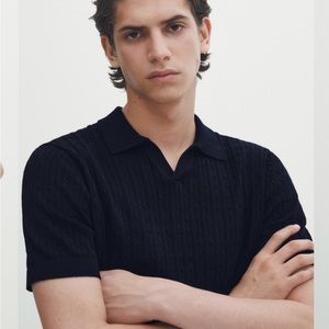 Massimo Dutti CABLE-KNIT POLO SWEATER